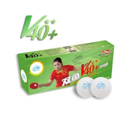 Pelota Double Fish de 2star V40 + de color blanco en caja de 10 u.